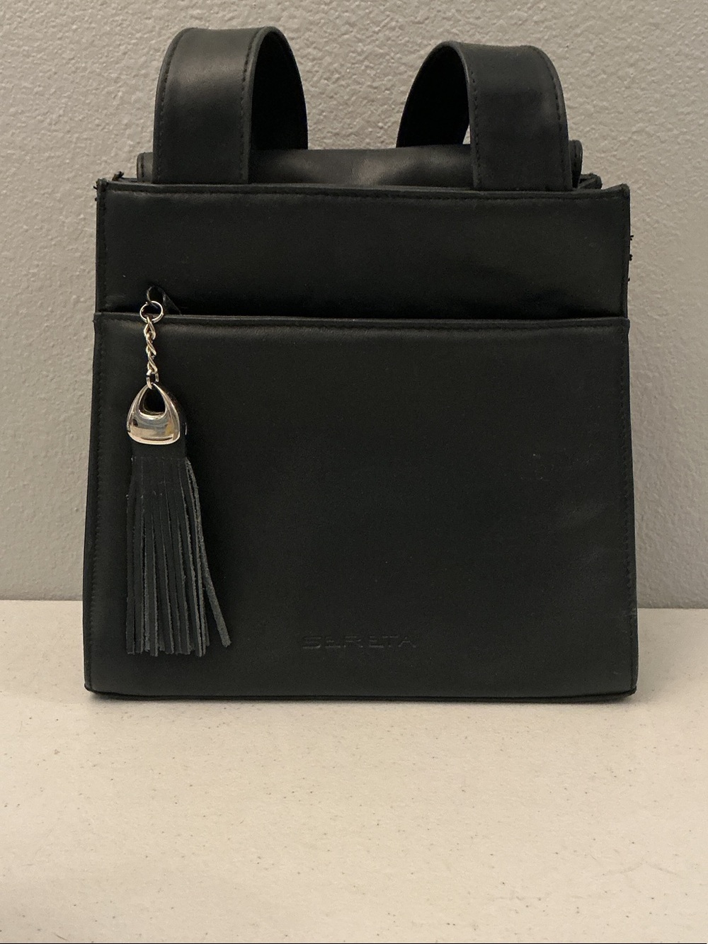 Vintage Sereta Blue Leather Bag with Tassel Charm